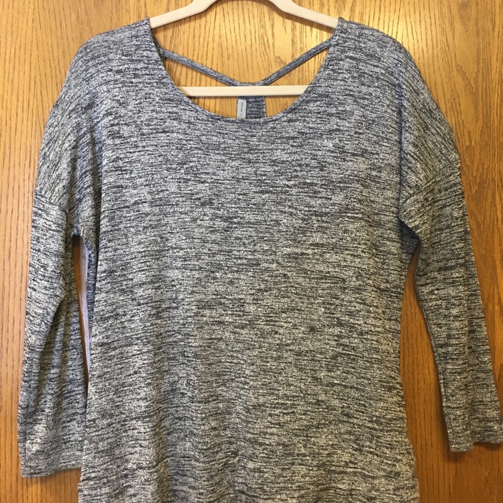 Athleta Women's Long Sleeve Layer Tunic Top Racerback Heathered Gray Size XL